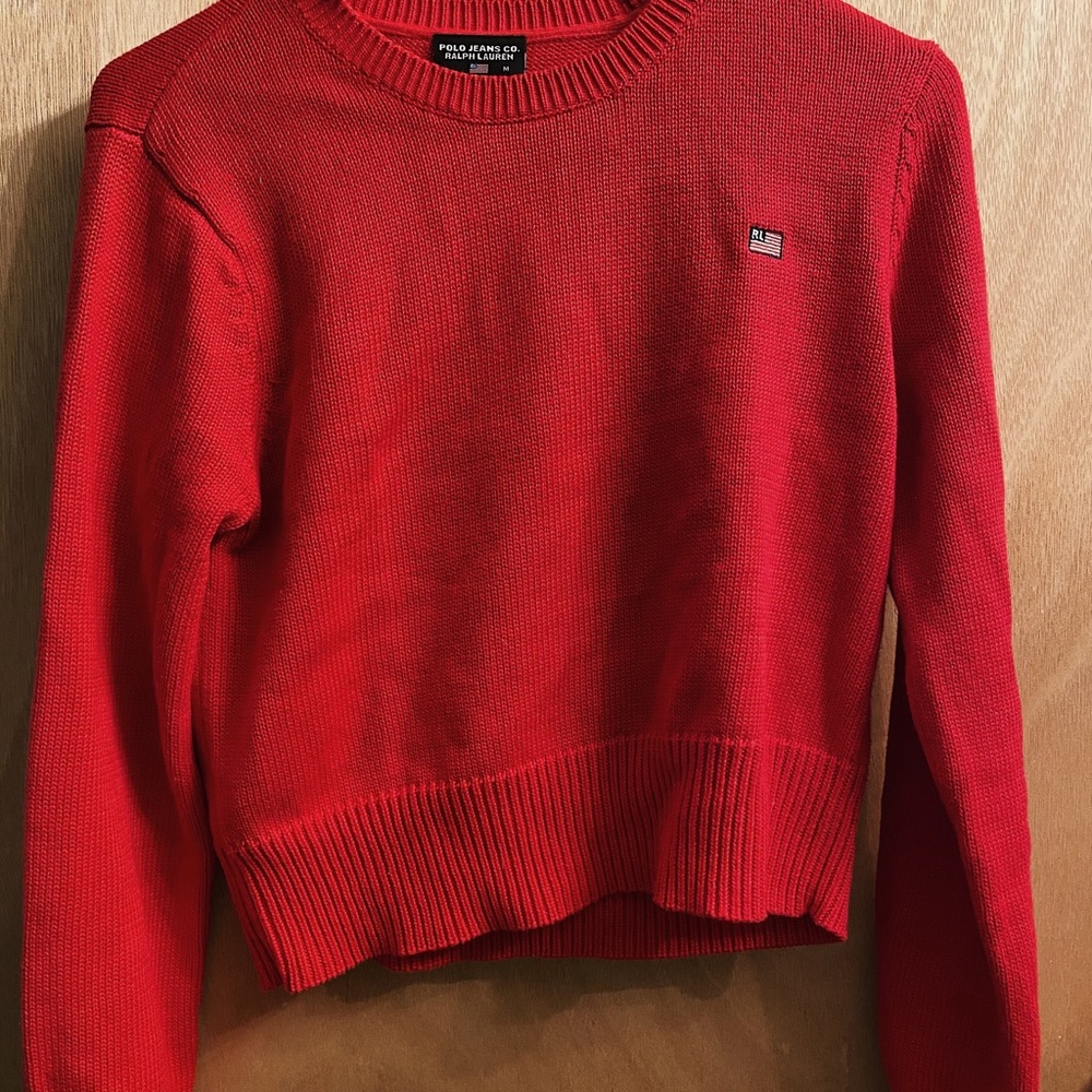 red ralph lauren cropped sweater